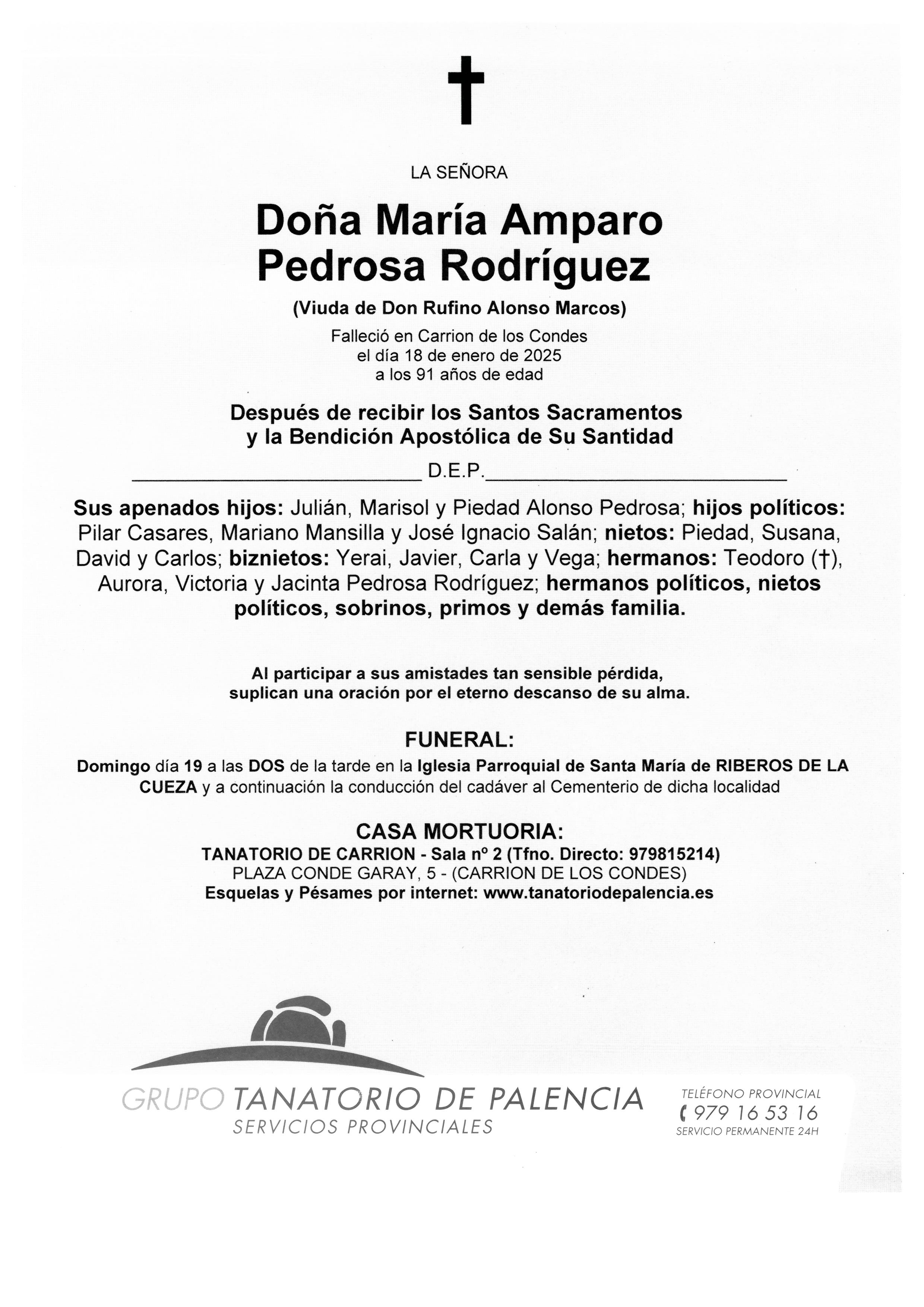 LA SEÑORA DOÑA MARÍA AMPARO PEDROSA RODRÍGUEZ